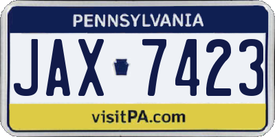 PA license plate JAX7423