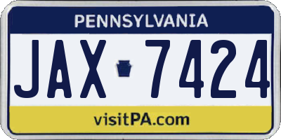 PA license plate JAX7424