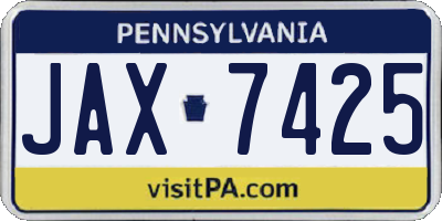 PA license plate JAX7425