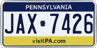 PA license plate JAX7426