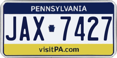 PA license plate JAX7427
