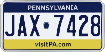 PA license plate JAX7428