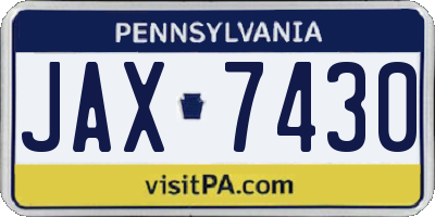 PA license plate JAX7430