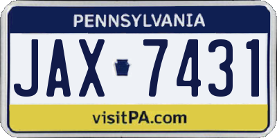 PA license plate JAX7431