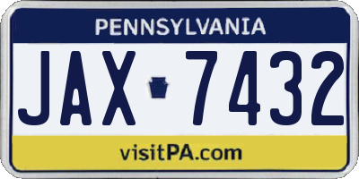 PA license plate JAX7432