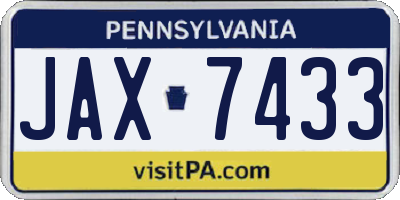 PA license plate JAX7433