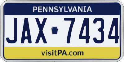 PA license plate JAX7434