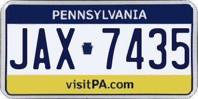 PA license plate JAX7435