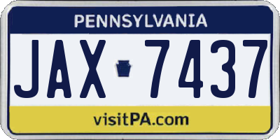 PA license plate JAX7437