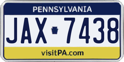PA license plate JAX7438