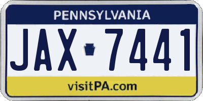 PA license plate JAX7441