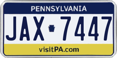 PA license plate JAX7447