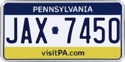 PA license plate JAX7450