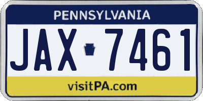 PA license plate JAX7461