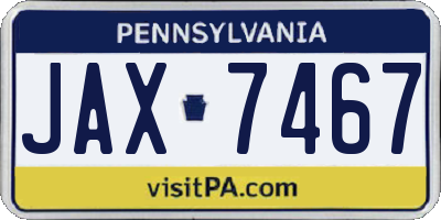 PA license plate JAX7467