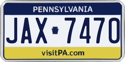 PA license plate JAX7470
