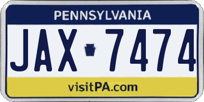 PA license plate JAX7474