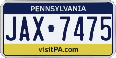 PA license plate JAX7475