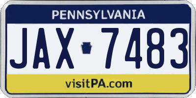 PA license plate JAX7483