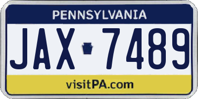 PA license plate JAX7489