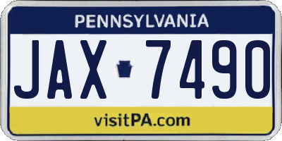 PA license plate JAX7490