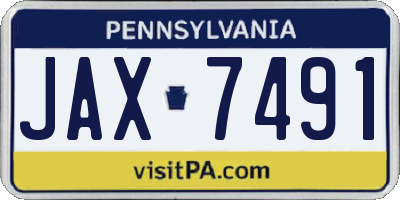 PA license plate JAX7491