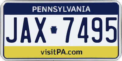 PA license plate JAX7495
