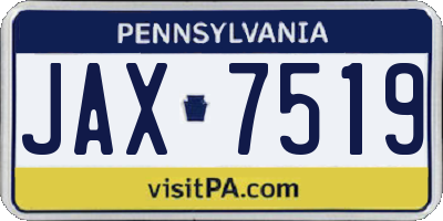 PA license plate JAX7519