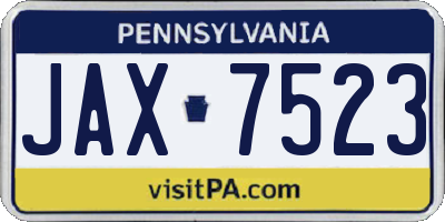 PA license plate JAX7523