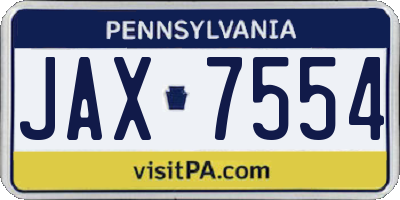 PA license plate JAX7554