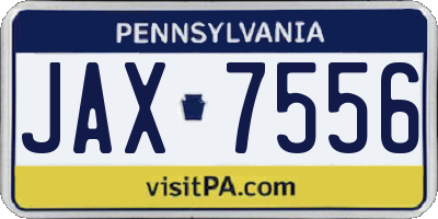 PA license plate JAX7556