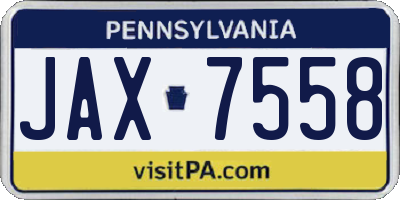 PA license plate JAX7558