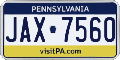 PA license plate JAX7560