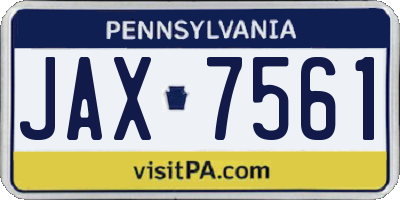 PA license plate JAX7561