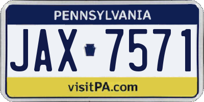 PA license plate JAX7571
