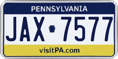 PA license plate JAX7577