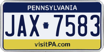 PA license plate JAX7583