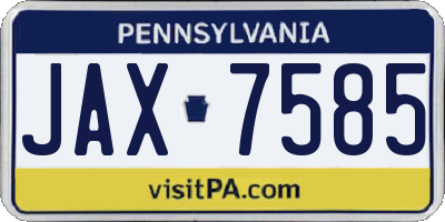 PA license plate JAX7585