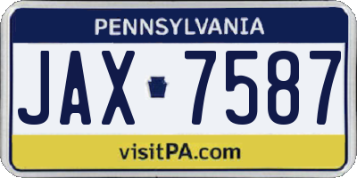 PA license plate JAX7587
