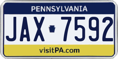 PA license plate JAX7592