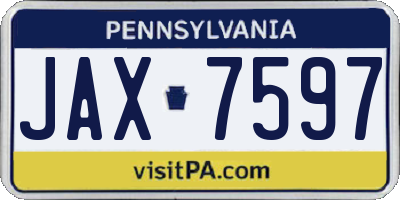PA license plate JAX7597