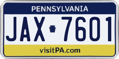 PA license plate JAX7601