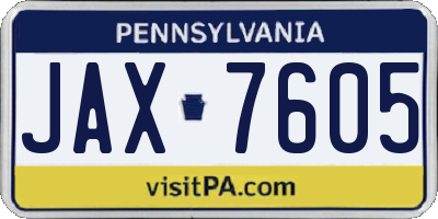 PA license plate JAX7605