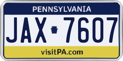 PA license plate JAX7607