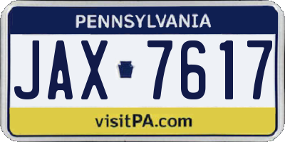 PA license plate JAX7617