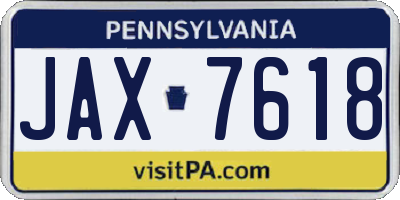 PA license plate JAX7618