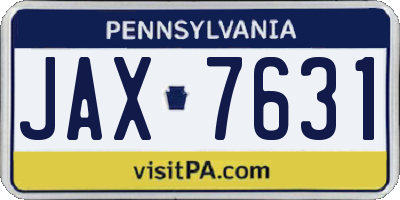 PA license plate JAX7631