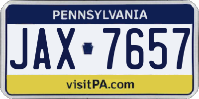 PA license plate JAX7657