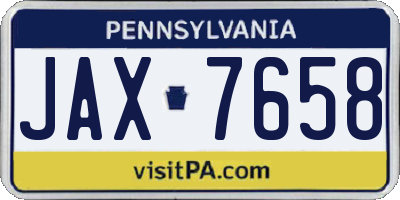 PA license plate JAX7658