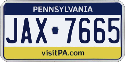 PA license plate JAX7665